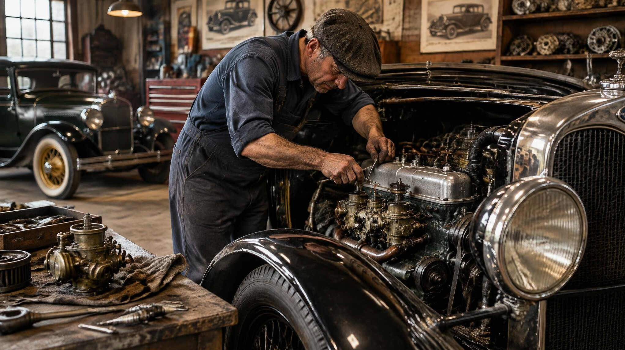 vintage car engine