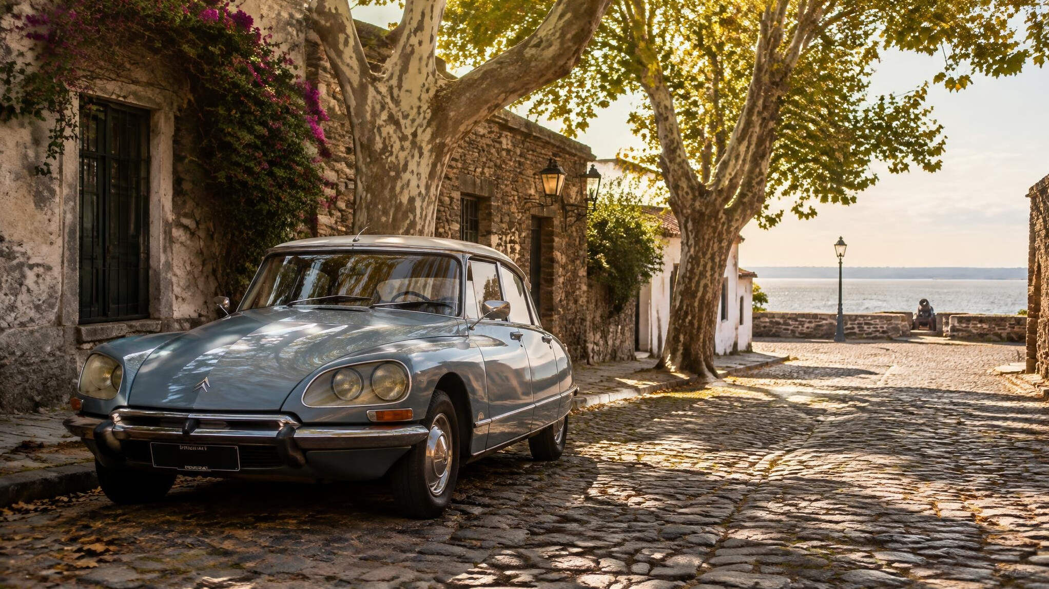 Vintage automobile on the cobblestone streets of Colonia del Sacramento