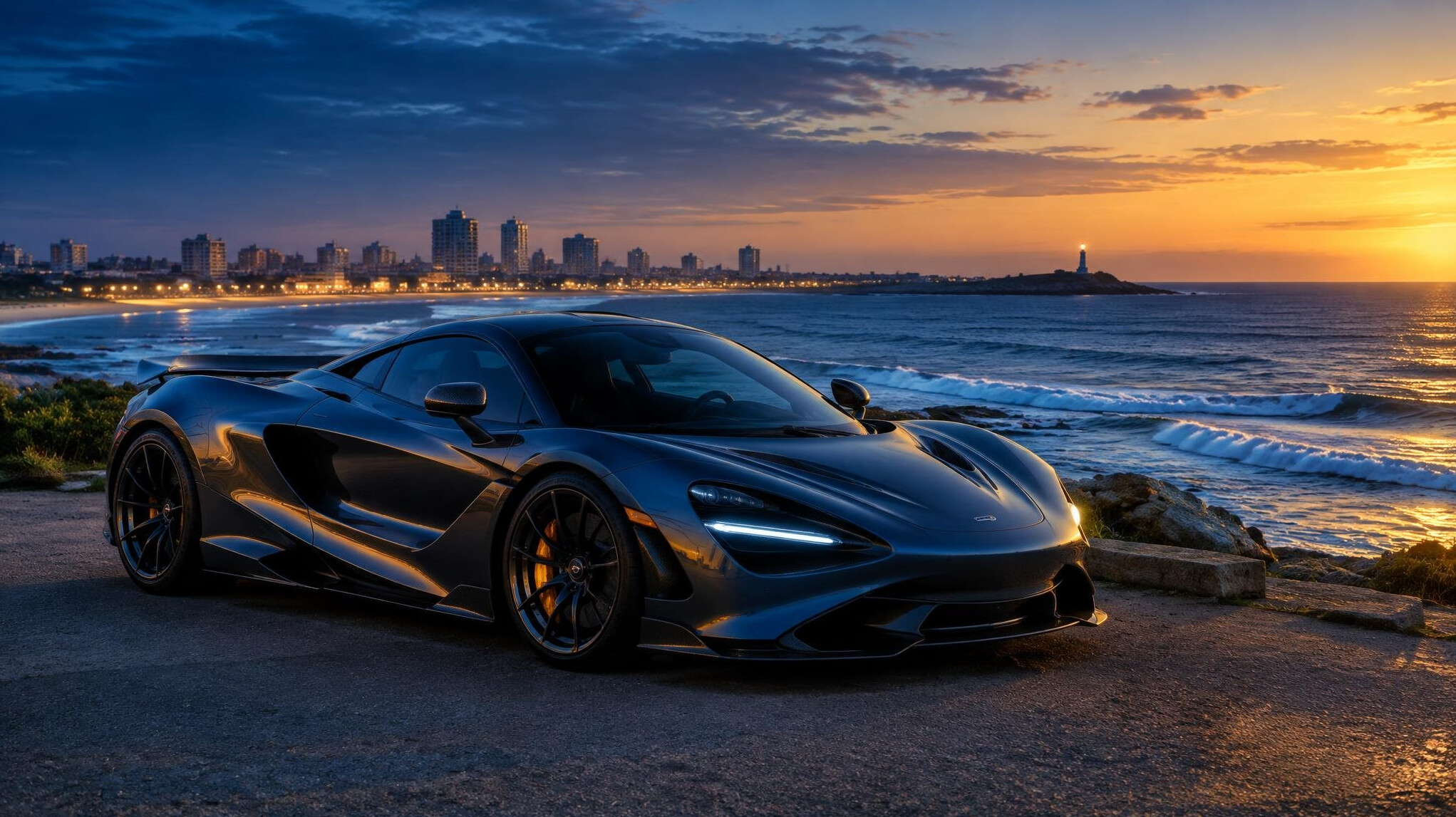 Exotic hypercar parked near the coast of Punta del Este
