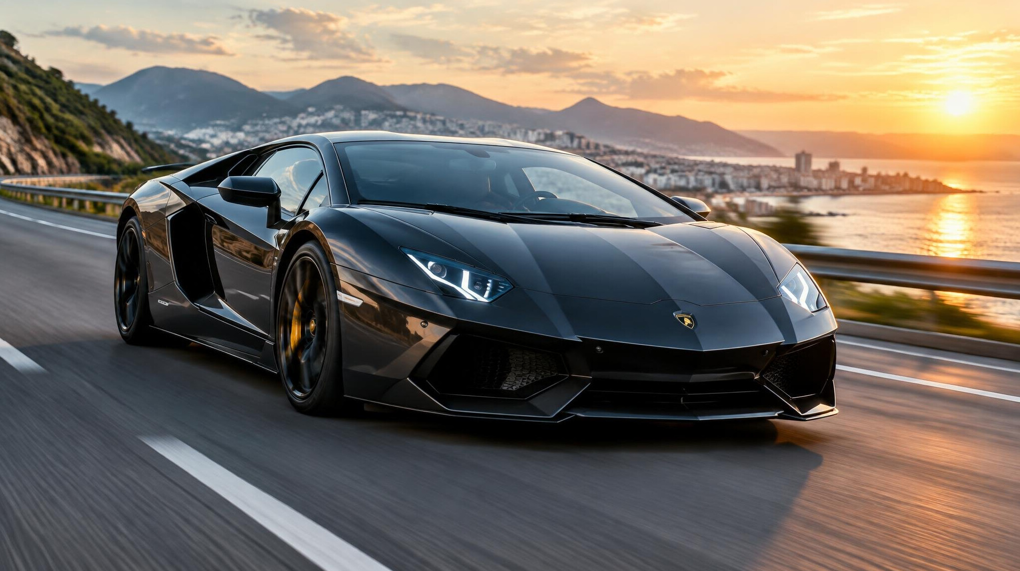 luxury sports car on highway