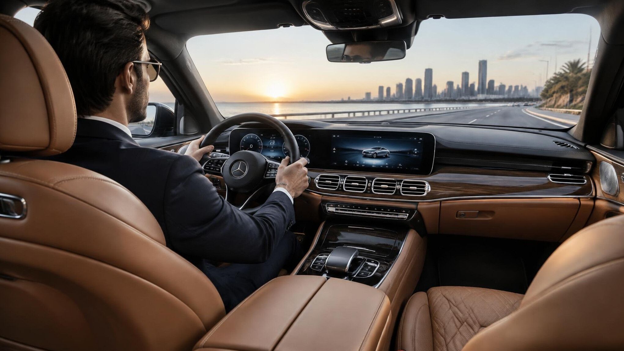 luxury car interior leather seats